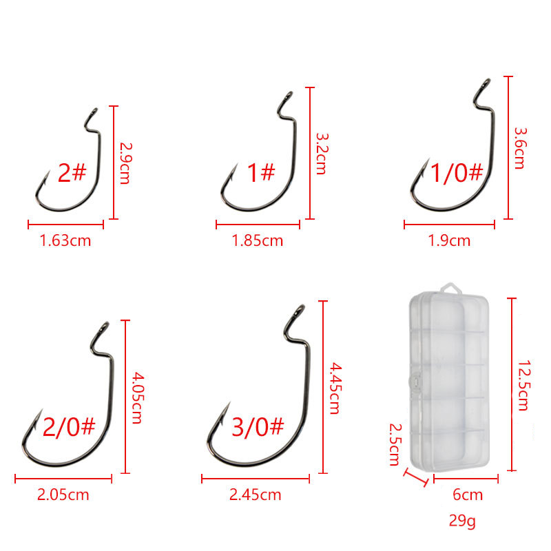 50pcs Wide Worm Hook Carbon St - Fishing Hook Offset ulasan dan harga