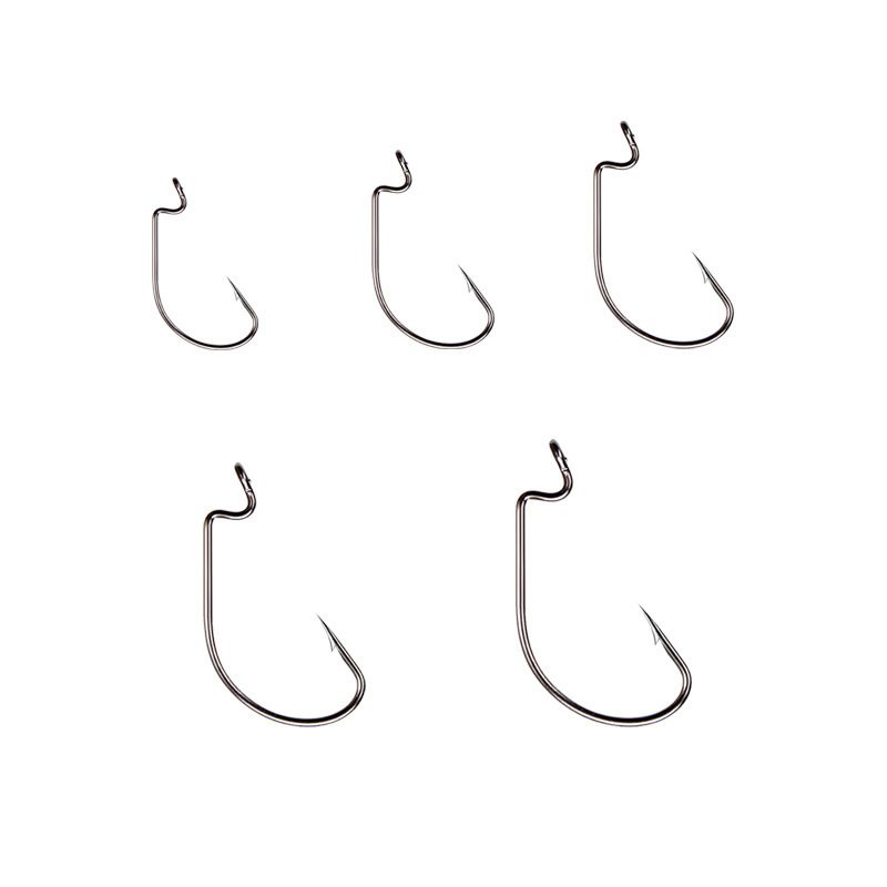 50pcs Wide Worm Hook Carbon St - Fishing Hook Offset ulasan dan harga