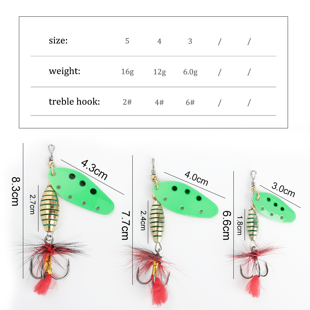 FTK 6g 12g 16g Metal Spinner B - Fishing Hook Treble ulasan dan harga