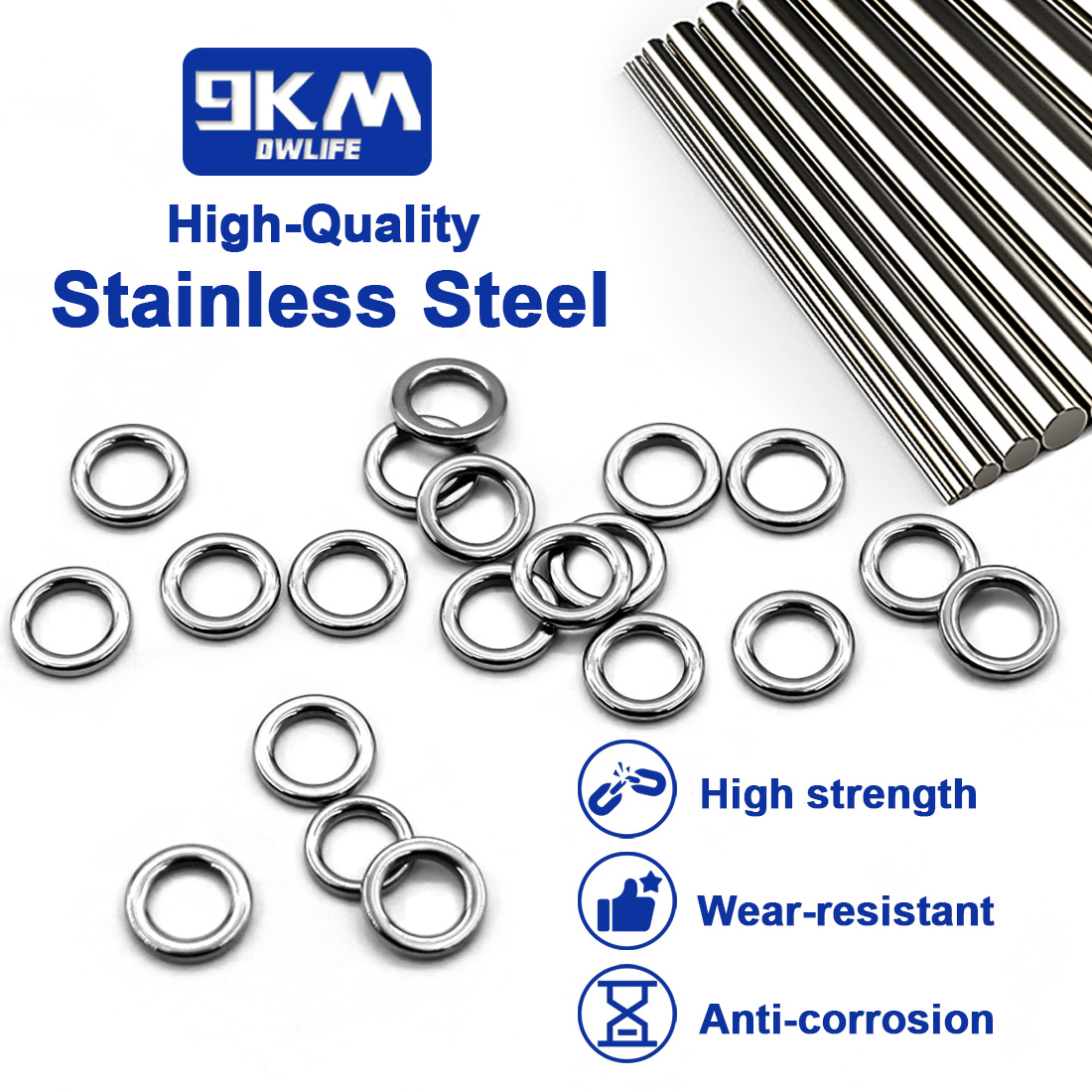 9KM Solid Ring Fishing 50pcs S - Fishing Hook Stainless Steel ulasan dan harga