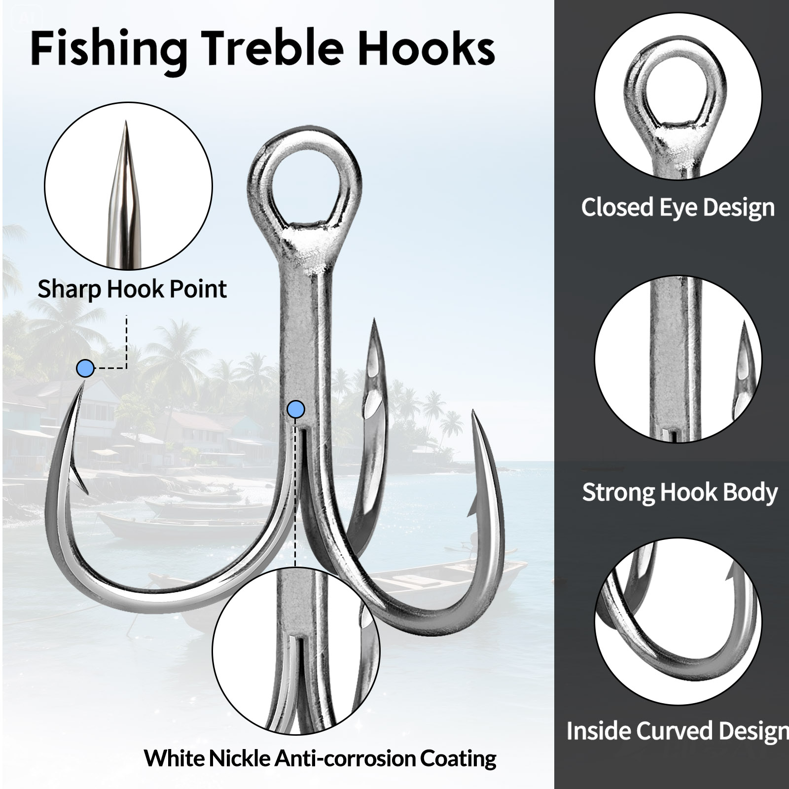9KM Saltwater Treble Hooks 3X  - Fishing Hook Offset ulasan dan harga
