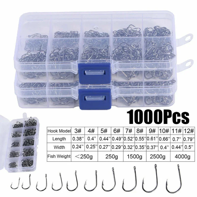 50-1600Pcs/BoxFishing Hooks Ca - Fishing Hook Offset ulasan dan harga