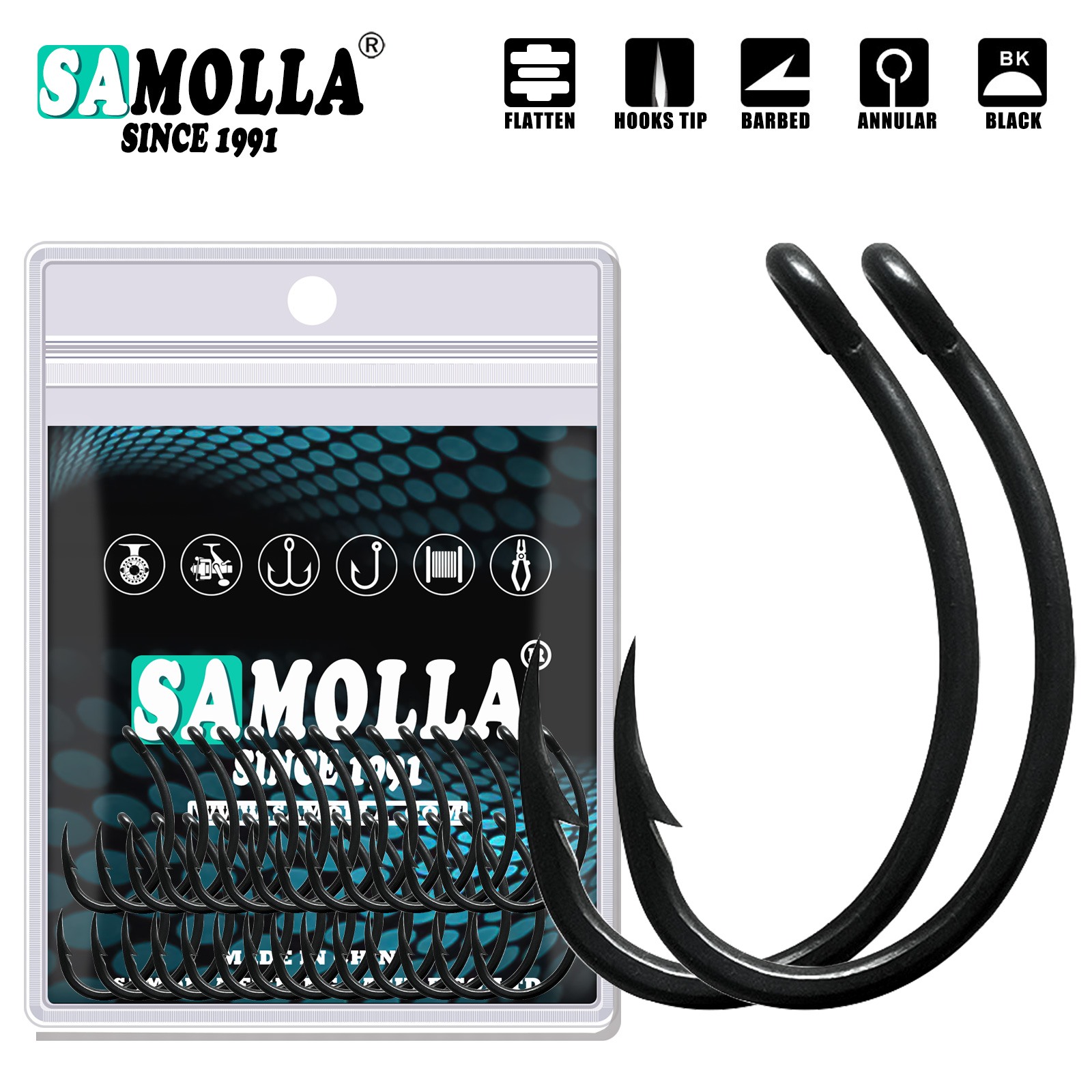 50pcs Carp Fishing Hooks PTFE  - Fishing Hook Offset ulasan dan harga